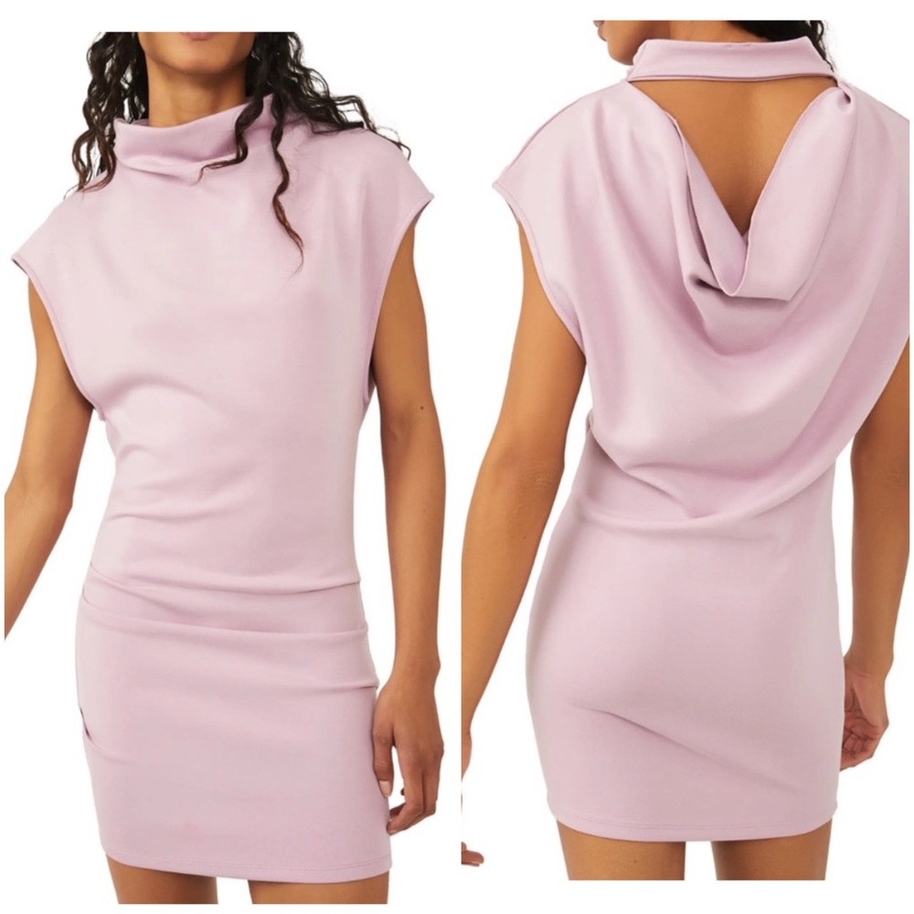 Free People Amelie mock neck dress Sleeveless  drape women’s size small purple